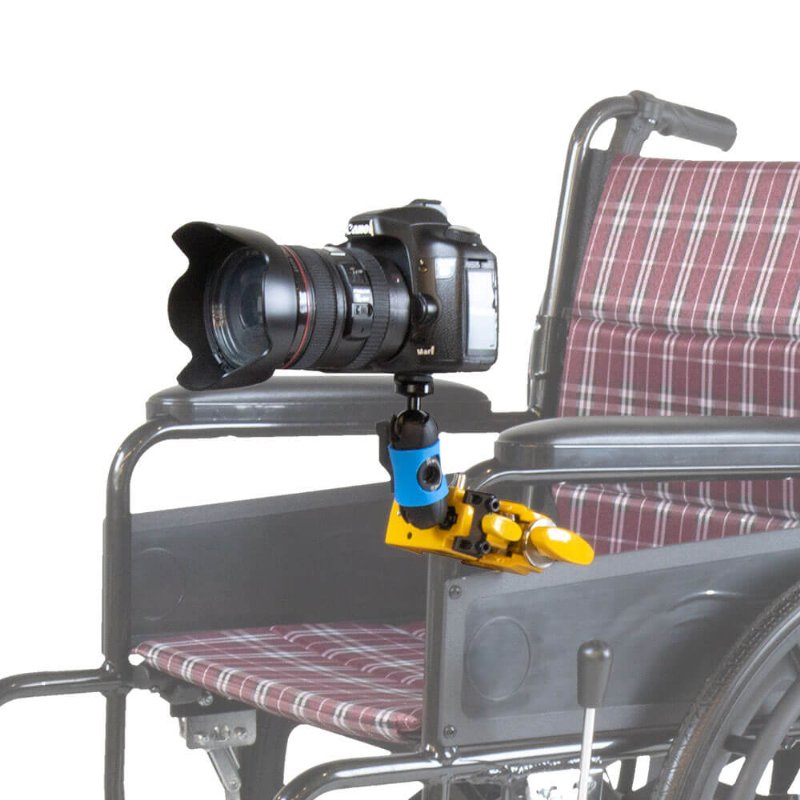 Camera mounts for wheelchair, bedside, and table