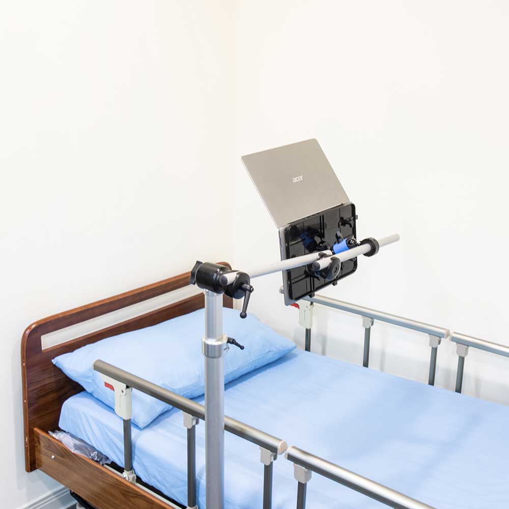 KM-218  This AAC Device Mount is compatible with 7/8" (22 mm) tube used by KUPOCARE Floorstand and wheelchair mounting system