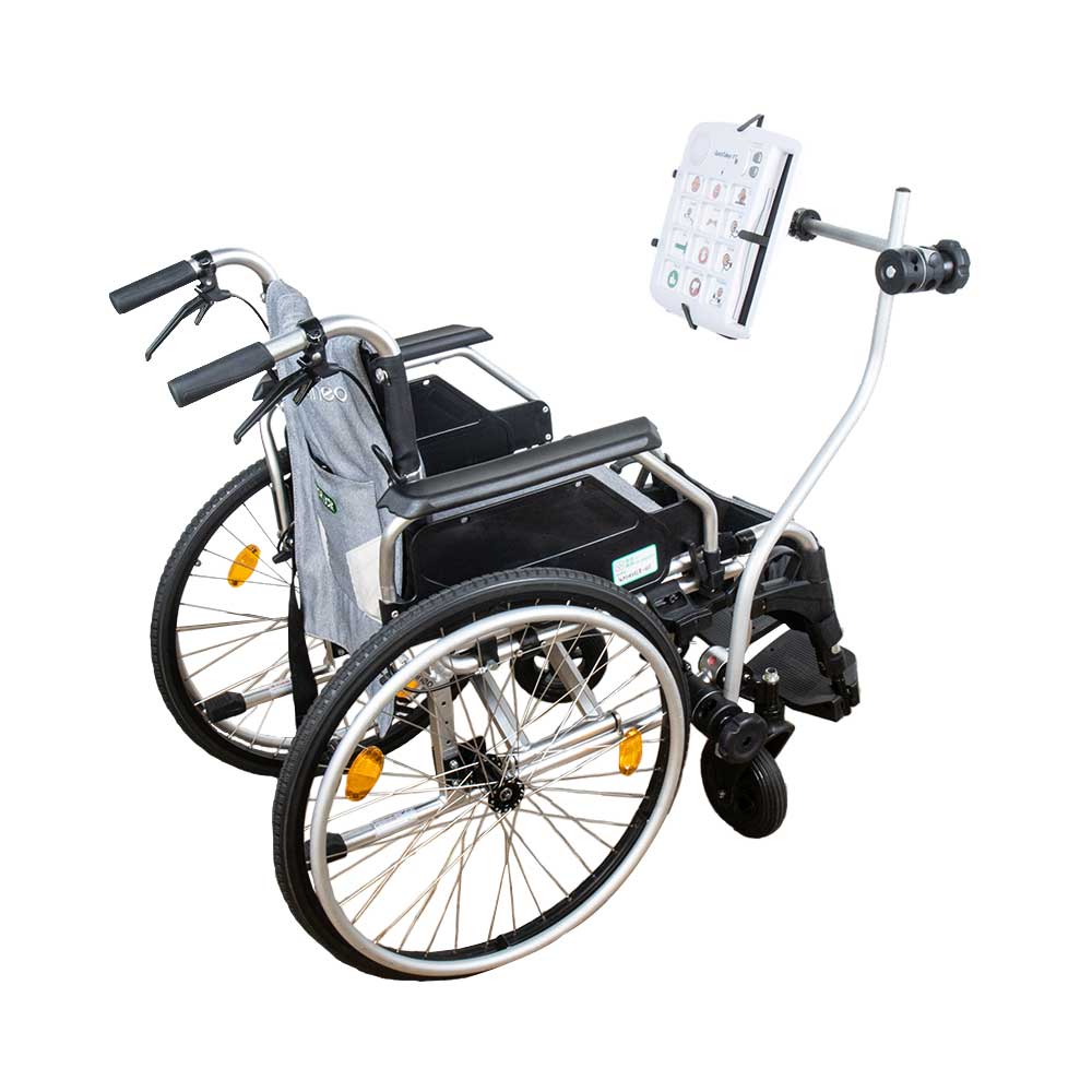 KM-218 Mounting AbleNet QuickTalker FeatherTouch 12 on wheelchair
